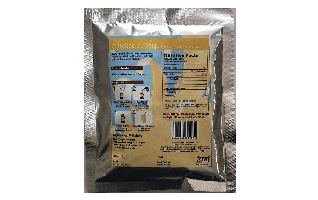 Cira Shake n Sip Kaju Mango Milkshake   Pack  75 grams